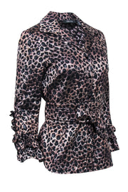 Current Boutique-Carlisle - Metallic Bronze Leopard Print Shirt w/ Waist Tie Sz 4