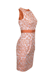 Current Boutique-Carmen Marc Valvo - Orange Floral Sleeveless Midi Cocktail Dress Sz 2