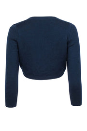 Current Boutique-Carolina Herrera - Navy Cropped Knit Cardigan Sz S