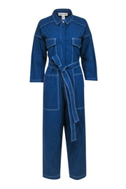 Current Boutique-Caron Callahan - Blue Long Sleeve Jumpsuit Sz L