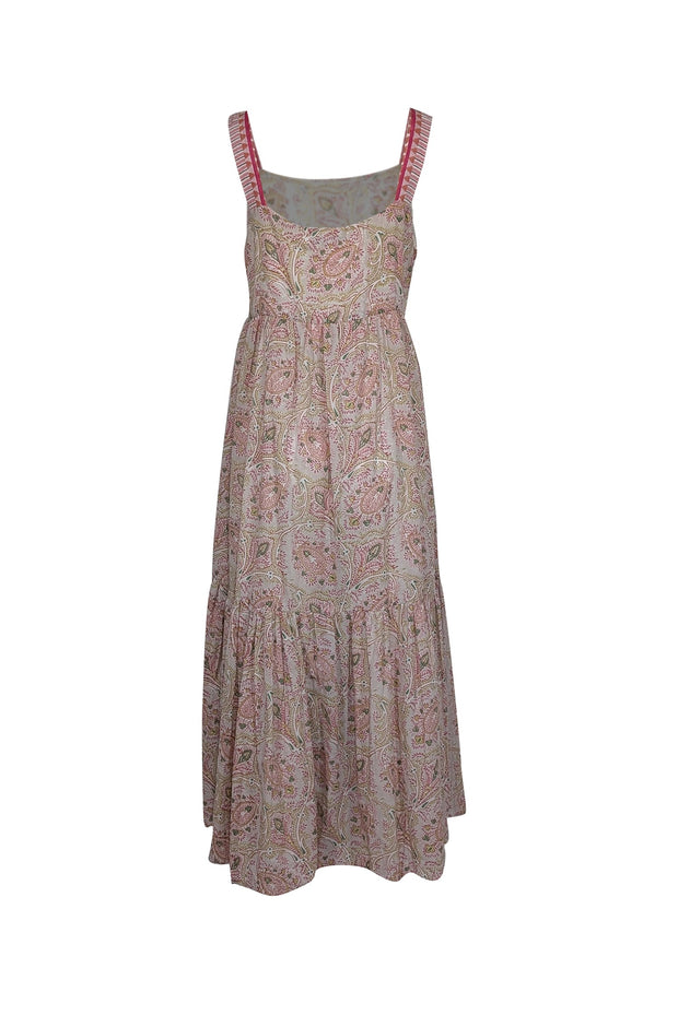 Current Boutique-Cassandra Harper - Cream, Pink, Green, & Beige Print Sleeveless Maxi Dress Sz L