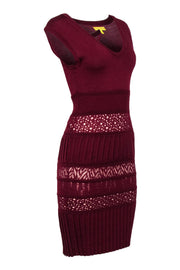 Current Boutique-Catherine Malandrino - Burgundy Ribbed Knit Sleeveless Dress Sz S