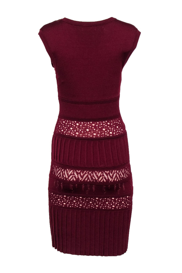 Current Boutique-Catherine Malandrino - Burgundy Ribbed Knit Sleeveless Dress Sz S