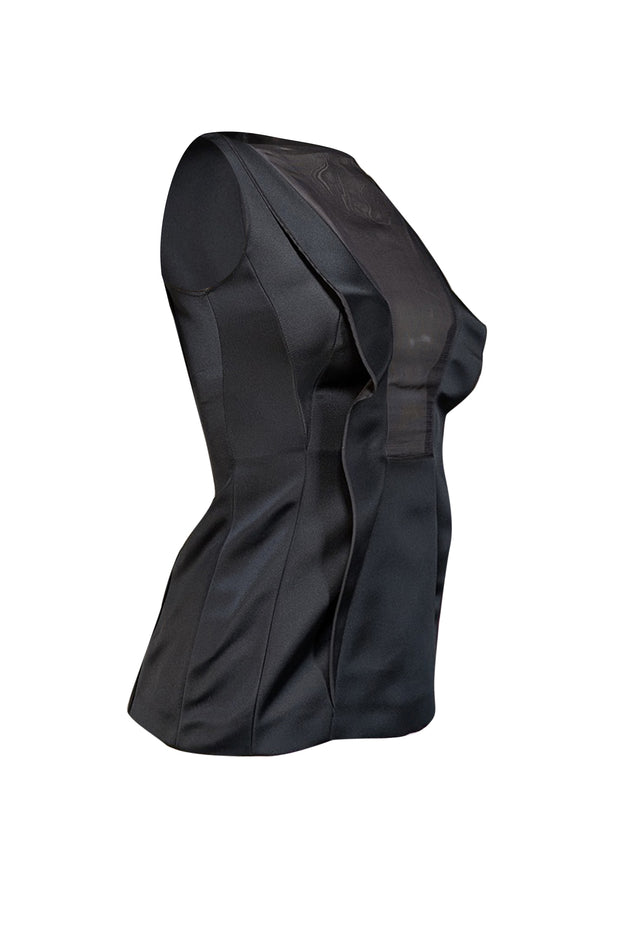 Current Boutique-Cedric Charlier - Black Sleeveless Mesh Detail Structured Top Sz 4