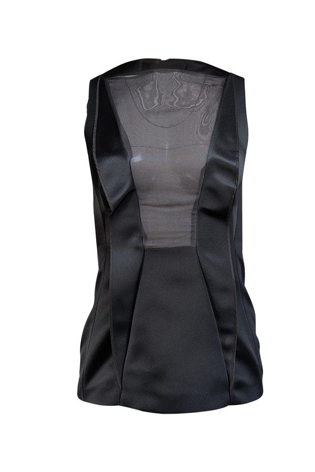 Current Boutique-Cedric Charlier - Black Sleeveless Mesh Detail Structured Top Sz 4