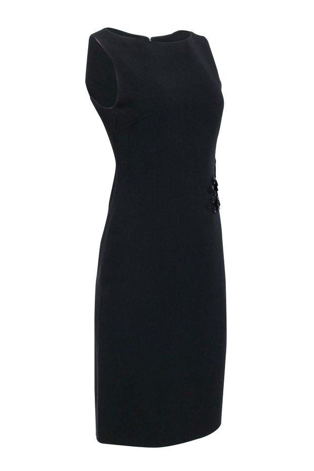 Current Boutique-Celine - Black Sleeveless Sheath Dress w/ Side Embellishment Detail Sz 6