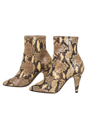 Current Boutique-Celine - Tan Snake Skin Ankle Heel Booties Sz 6