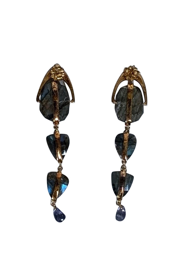 Current Boutique-Chan Luu - Gold & Labradorite Mix Rise Dangle Earrings