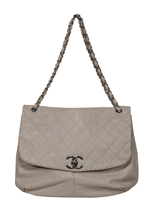 Current Boutique-Chanel - Beige Quilted Medium Trainon Flap Shoulder Bag