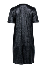 Current Boutique-Chanel - Black Metallic Button Front Shirt Dress Sz 8