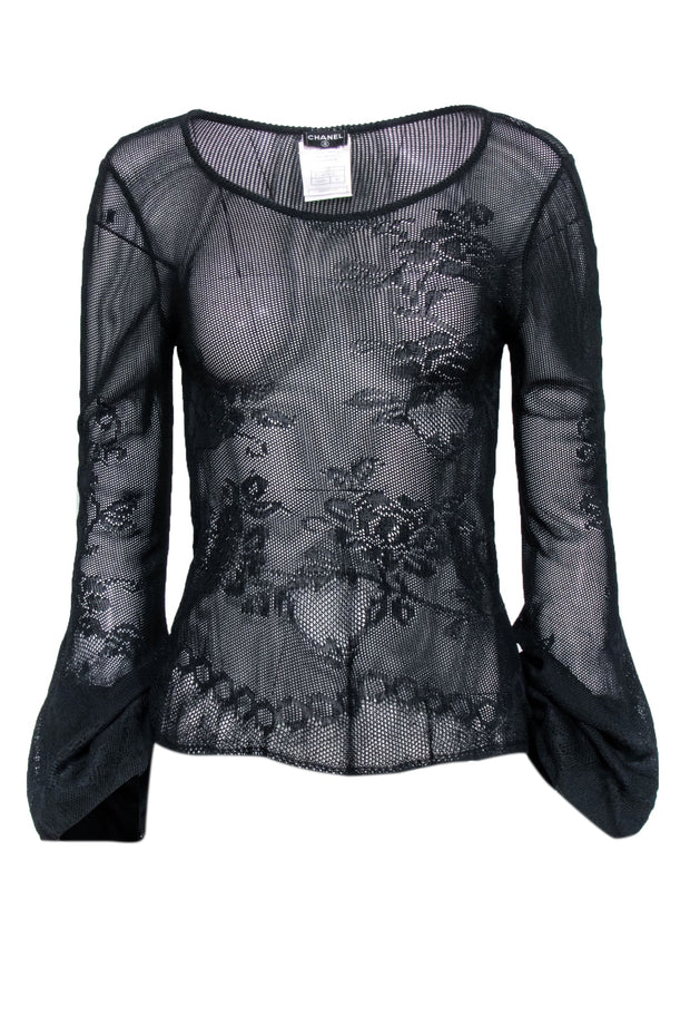 Current Boutique-Chanel - Black Sheer Knit Top Sz 4