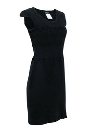 Current Boutique-Chanel - Black Wool Blend Cap Sleeve Dress Sz 4