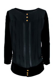 Current Boutique-Chanel - Black w/ Velvet Long Sleeves & Button Back Sz S/M