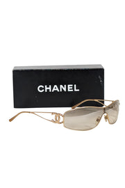 Current Boutique-Chanel - Gold Logo Side Narrow Sunglasses