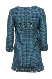 Current Boutique-Chanel - Green Tweed Long Sleeve Shift Dress Sz 4