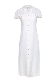 Current Boutique-Chanel - Ivory Linen Button Front Maxi Dress Sz 4