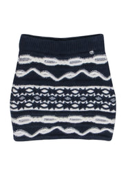 Current Boutique-Chanel - Navy & Ivory Wool Blend Mini Skirt Sz 0