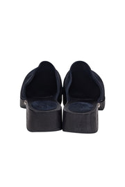 Current Boutique-Chanel - Navy Suede Clog Mules Sz 11