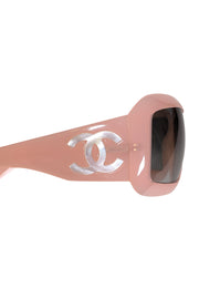 Current Boutique-Chanel - Pink Acrylic Frame w/ White Logo Side Detail Sunglasses