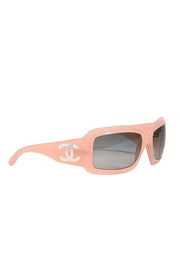 Current Boutique-Chanel - Pink Acrylic Frame w/ White Logo Side Detail Sunglasses