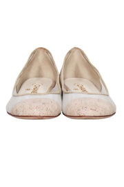 Current Boutique-Chanel - Tan & Cream Mesh Flats w/ Cork Heel & Toe Sz 7.5