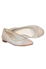 Current Boutique-Chanel - Tan & Cream Mesh Flats w/ Cork Heel & Toe Sz 7.5