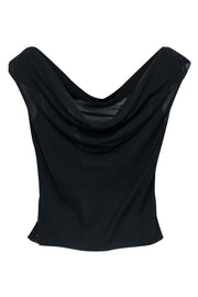 Current Boutique-Chanel - Vintage Black Silk Cowl Neck Tank w/ Beaded Design Sz 10