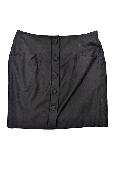 Current Boutique-Chloe - Black Button Front Wool Blend Skirt Sz 8