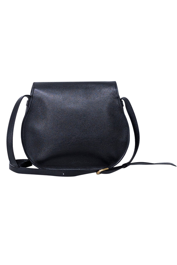 Current Boutique-Chloe - Black Grained Leather "Marcie" Medium Crossbody Bag