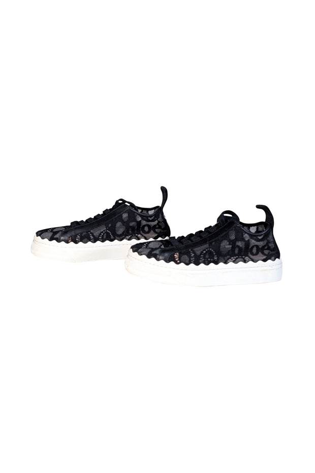 Current Boutique-Chloe - Black Lace Lace Up Sneakers Sz 8