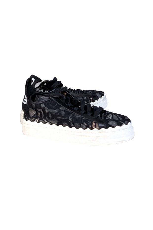 Current Boutique-Chloe - Black Lace Lace Up Sneakers Sz 8