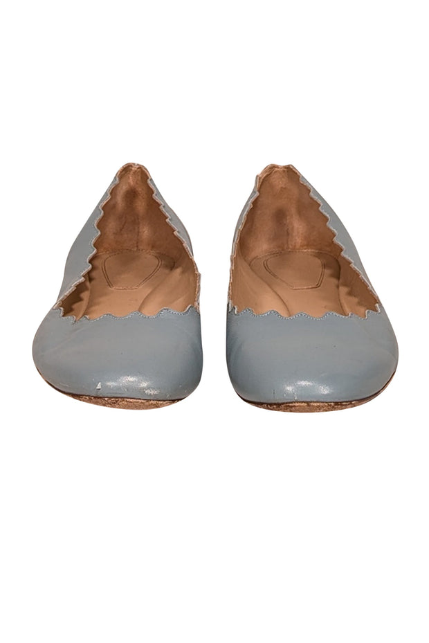 Current Boutique-Chloe - Blue Leather Scallop Edge Flats Sz 10