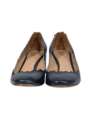 Current Boutique-Chloe - Navy Leather Scallop Edge Low Basic Pumps Sz 8