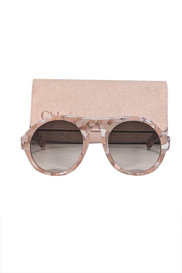 Current Boutique-Chloe - Pink Recycled Acetate Round Sunglasses