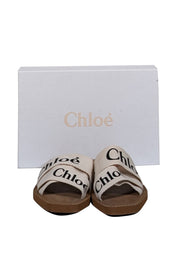 Current Boutique-Chloe - White Woody Logo Ribbon Slide Sandals Sz 7