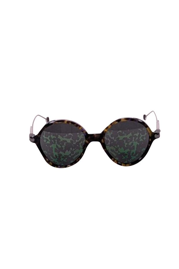 Current Boutique-Christian Dior - Green Tortoise Print Round "Umbrage" Sunglasses