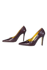 Current Boutique-Christian LaCroix - Brown Textured Leather Pumps Sz 8