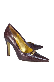 Current Boutique-Christian LaCroix - Brown Textured Leather Pumps Sz 8