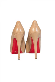 Current Boutique-Christian Louboutin - Beige Leather Peep Toe Heels Sz 8.5