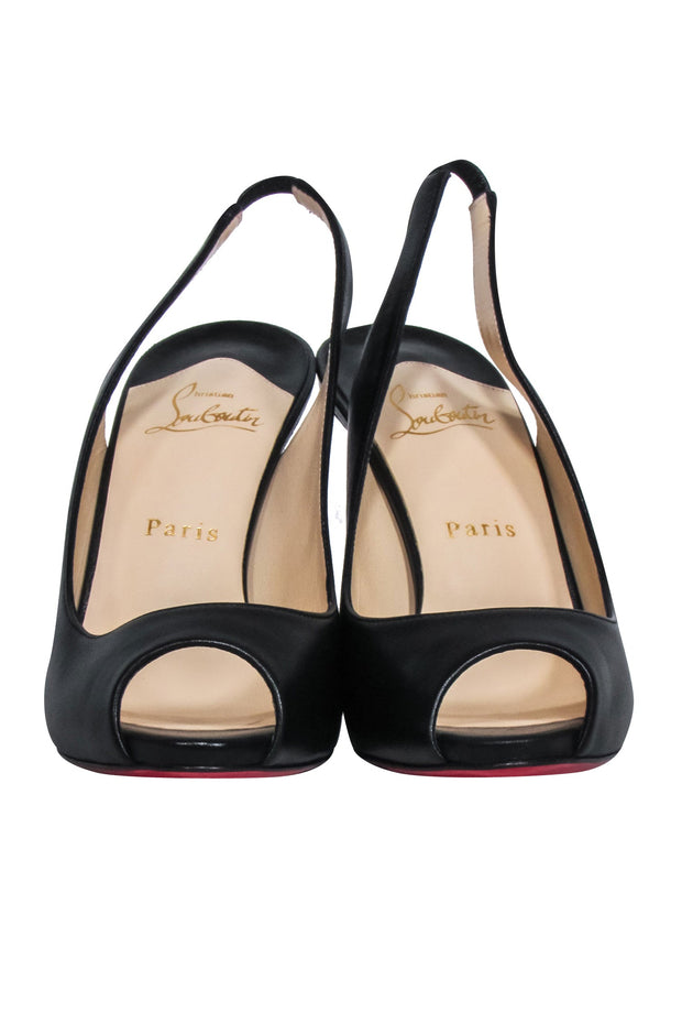 Current Boutique-Christian Louboutin - Black Leather Peep Toe Pumps Sz 8.5