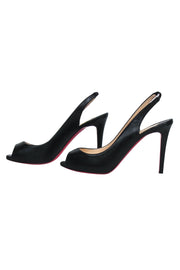 Current Boutique-Christian Louboutin - Black Leather Peep Toe Pumps Sz 8.5