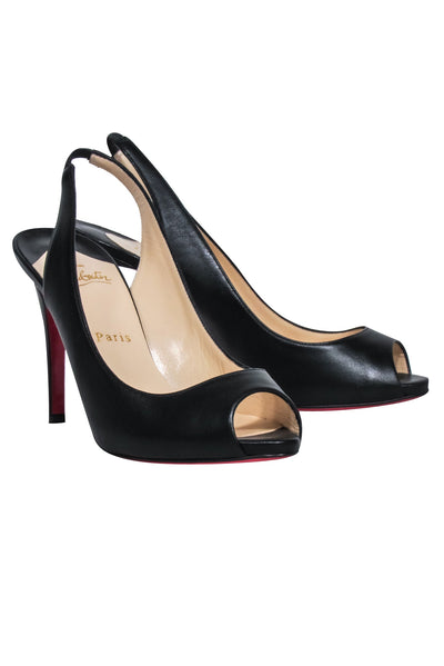 Current Boutique-Christian Louboutin - Black Leather Peep Toe Pumps Sz 8.5