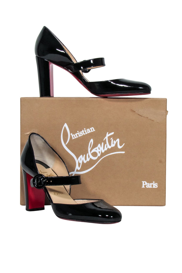 Current Boutique-Christian Louboutin - Black Patent Leather "Miss Kawa 85" Pumps Sz 8.5