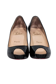 Current Boutique-Christian Louboutin - Black Patent Leather Peep Toe Heels Sz 7