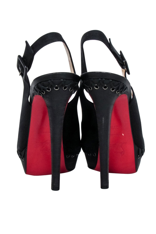 Current Boutique-Christian Louboutin - Black Peep Toe Sling Back Pumps Sz 7.5