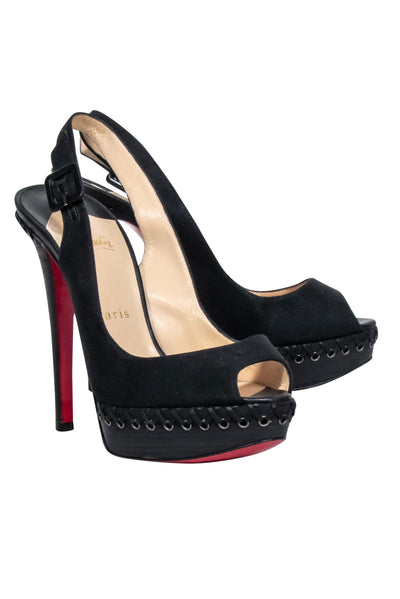 Current Boutique-Christian Louboutin - Black Peep Toe Sling Back Pumps Sz 7.5