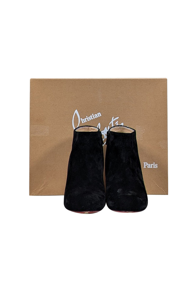 Current Boutique-Christian Louboutin - Black Suede Heeled Short Boots Sz 6