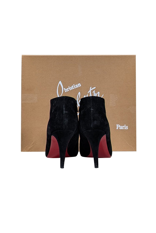 Current Boutique-Christian Louboutin - Black Suede Heeled Short Boots Sz 6