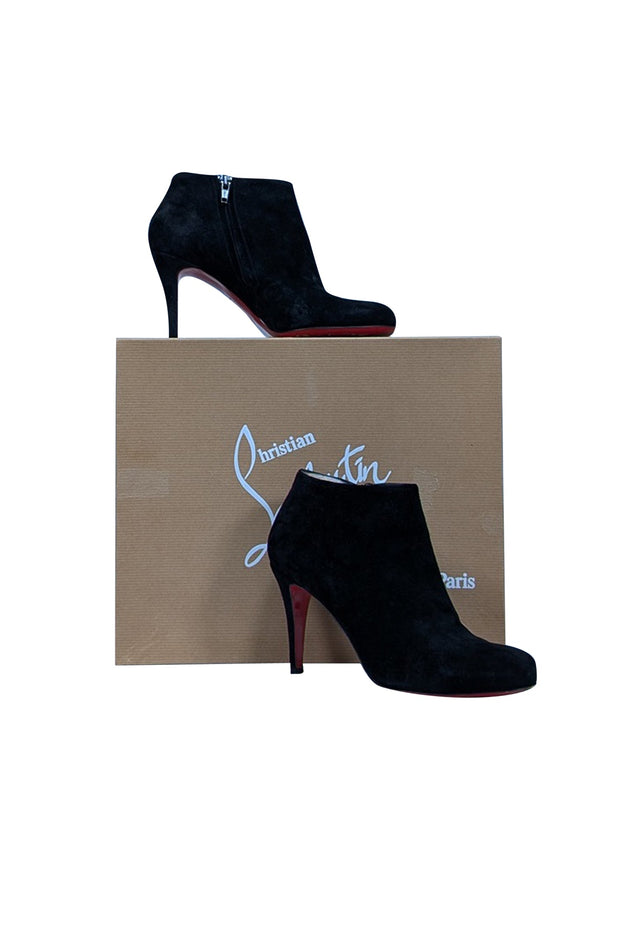 Current Boutique-Christian Louboutin - Black Suede Heeled Short Boots Sz 6