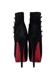 Current Boutique-Christian Louboutin - Black Suede Platform Peep Toe Boots Sz 10